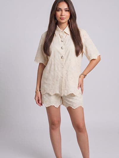 Set Short Crêpe Satiné Beige