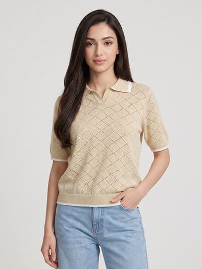 T-shirt Crochet Beige
