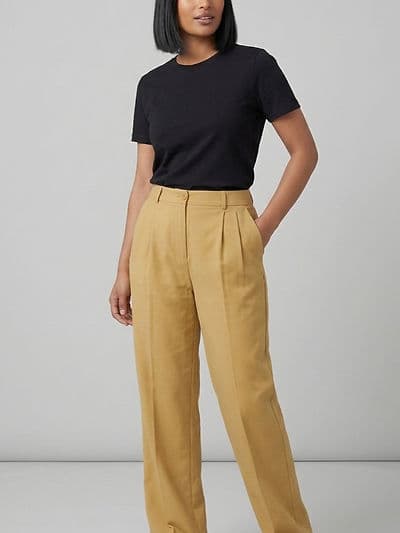Pantalon large crêpe beige