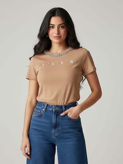 Top strass ESEM Beige