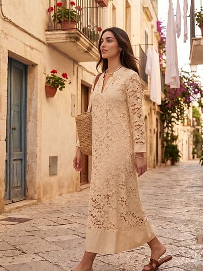 Robe Brodée Vanille